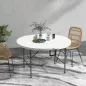 Mesa Auxiliar Redonda Mesa de Jardín Plegable con Marco de Acero y Encimera de HDPE Carga 80 kg Ø122x73 cm Blanco Mesa Auxiliar Redonda Mesa de Jardín Plegable con Marco de Acero y Encimera de HDPE Carga 80 kg Ø122x73 cm Blanco