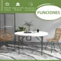 Mesa Auxiliar Redonda Mesa de Jardín Plegable con Marco de Acero y Encimera de HDPE Carga 80 kg Ø122x73 cm Blanco