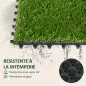 Césped Sintético de 10 Piezas Alfombra Césped Artificial 30x30 cm con Altura de Hierba 25 mm y Anti-UV Verde Oscuro