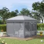 Carpa Plegable 3,3x3,3 m con Altura Ajustable Doble Techo 4 Mosquiteras Extraíbles y Bolsa de Transporte Anti-UV Gris