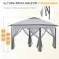 Carpa Plegable 3,3x3,3 m con Altura Ajustable Doble Techo 4 Mosquiteras Extraíbles y Bolsa de Transporte Anti-UV Gris