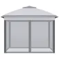 Carpa Plegable 3,3x3,3 m con Altura Ajustable Doble Techo 4 Mosquiteras Extraíbles y Bolsa de Transporte Anti-UV Gris