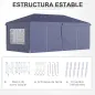 Carpa Plegable 6x3x2,7 m con 4 Paneles 4 Ventanas 2 Puertas 1 Bolsa Anti-UV y 12 Orificios de Drenaje Azul