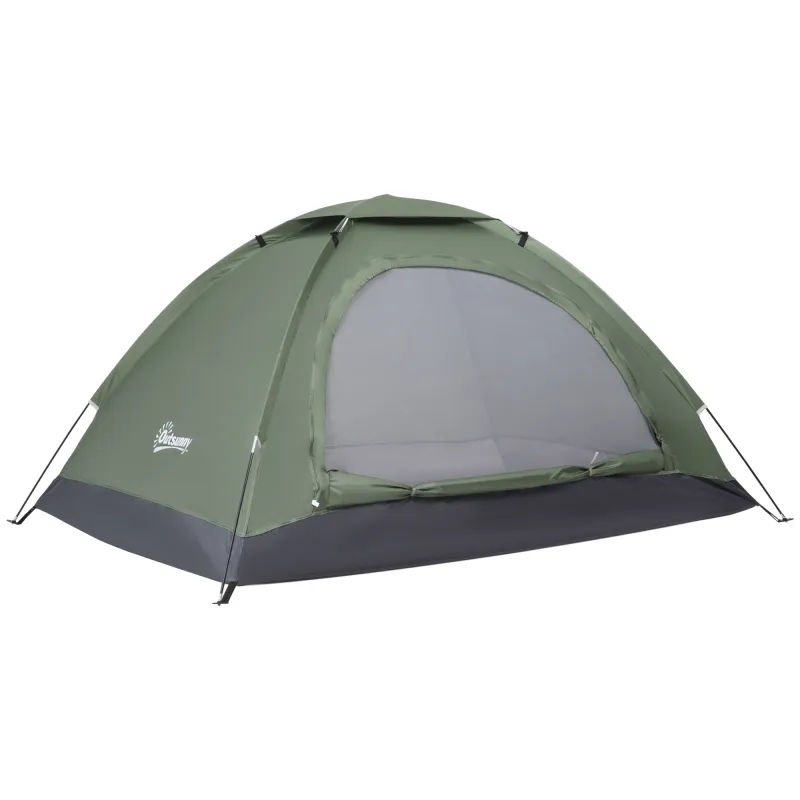 Tienda de Camping Plegable con 2 Ventanas de Malla Bolsa de Transporte y Marco de Fibra de Vidrio 206x152x110 cm Verde