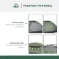 Tienda de Camping Plegable con 2 Ventanas de Malla Bolsa de Transporte y Marco de Fibra de Vidrio 206x152x110 cm Verde