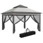 Carpa Plegable 3,26x3,26x2,72 m con Doble Techo Altura Ajustable Mosquiteras Protección UV30+ y Bolsa de Transporte Gris