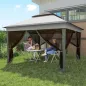 Carpa Plegable 3,26x3,26x2,72 m con Doble Techo Altura Ajustable Mosquiteras Protección UV30+ y Bolsa de Transporte Gris