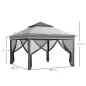Carpa Plegable 3,26x3,26x2,72 m con Doble Techo Altura Ajustable Mosquiteras Protección UV30+ y Bolsa de Transporte Gris