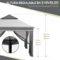 Carpa Plegable 3,26x3,26x2,72 m con Doble Techo Altura Ajustable Mosquiteras Protección UV30+ y Bolsa de Transporte Gris