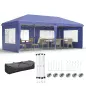 Carpa Plegable 6x3 m con 4 Laterales Desmontables Cenador de Jardín con 4 Ventanas Visibles y Bolsa de Transporte Azul Carpa Plegable 6x3 m con 4 Laterales Desmontables Cenador de Jardín con 4 Ventanas Visibles y Bolsa de Transporte Azul