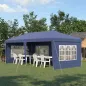 Carpa Plegable 6x3 m con 4 Laterales Desmontables Cenador de Jardín con 4 Ventanas Visibles y Bolsa de Transporte Azul