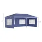 Carpa Plegable 6x3 m con 4 Laterales Desmontables Cenador de Jardín con 4 Ventanas Visibles y Bolsa de Transporte Azul