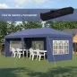 Carpa Plegable 6x3 m con 4 Laterales Desmontables Cenador de Jardín con 4 Ventanas Visibles y Bolsa de Transporte Azul