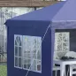 Carpa Plegable 6x3 m con 4 Laterales Desmontables Cenador de Jardín con 4 Ventanas Visibles y Bolsa de Transporte Azul