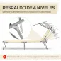 Tumbona de jardín Plegable con Toldo y Respaldo Reclinable para Jardín Terraza Acampada 187x58x36cm Beige
