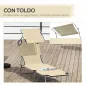 Tumbona de jardín Plegable con Toldo y Respaldo Reclinable para Jardín Terraza Acampada 187x58x36cm Beige