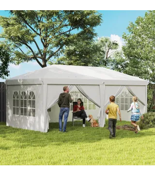 Carpa Plegable 5,85x2,95x2,7 m con 4 Paneles 4 Ventanas 2 Puertas 1 Bolsa Anti-UV y 12 Orificios de Drenaje Blanco