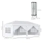 Carpa Plegable 5,85x2,95x2,7 m con 4 Paneles 4 Ventanas 2 Puertas 1 Bolsa Anti-UV y 12 Orificios de Drenaje Blanco