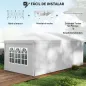 Carpa Plegable 5,85x2,95x2,7 m con 4 Paneles 4 Ventanas 2 Puertas 1 Bolsa Anti-UV y 12 Orificios de Drenaje Blanco