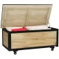 Baúl de Exterior de Madera con 4 Ruedas para Jardín Patio Balcón 100x50x43 cm Natural y Negro Baúl de Exterior de Madera con 4 Ruedas para Jardín Patio Balcón 100x50x43 cm Natural y Negro