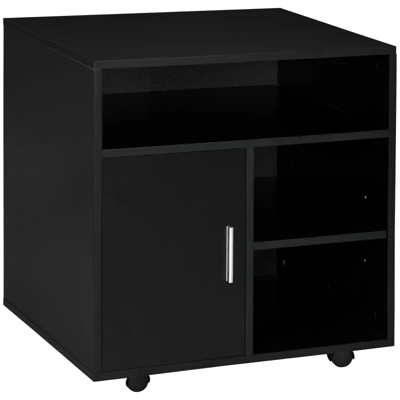 Mueble con Ruedas Armario de Oficina Multifuncional con Estantes con Amplio Espacio de Almacenaje 60x50x65,5 cm Negro