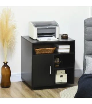 Mueble con Ruedas Armario de Oficina Multifuncional con Estantes con Amplio Espacio de Almacenaje 60x50x65,5 cm Negro