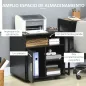 Mueble con Ruedas Armario de Oficina Multifuncional con Estantes con Amplio Espacio de Almacenaje 60x50x65,5 cm Negro