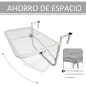 Mesa Colgante de Balcón con Brazo Regulable y Altura Ajustable en 3 Posiciones Marco Metálico 60x56x50 cm Blanco