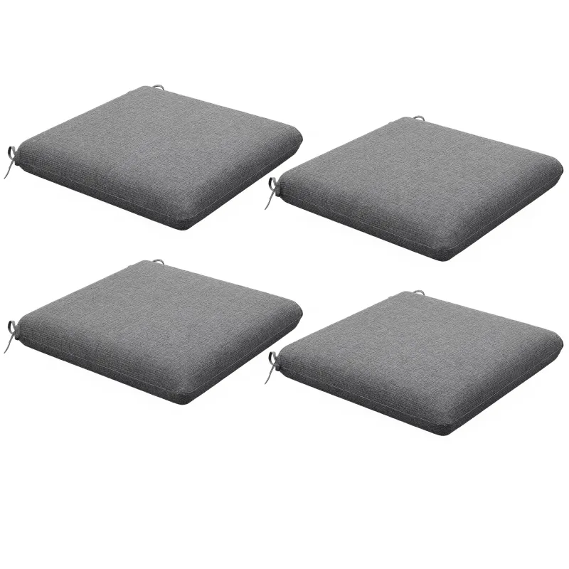 Conjunto de 4 Cojines para Sillas de Comedor 47x47x7cm Impermeable y Protección UV 50+ para Interior y Exterior Gris