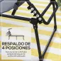 Tumbona de Jardín con Toldo Ajustable Respaldo Regulable en 4 Niveles Reposacabezas para Terraza 70x200x45 cm Gris
