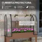 Huerto Urbano Elevado 80x40x120 cm con Cubierta de Invernadero y Estante Inferior para Cultivo Plantas Flores Marrón