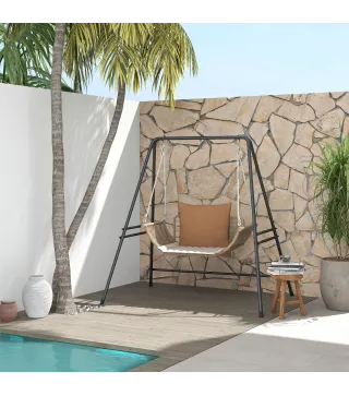 Soporte para Silla Colgante Sostén para Columpio con Marco de Acero Carga 150 kg para Patio Terraza Negro