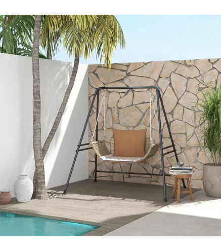 Soporte para Silla Colgante Sostén para Columpio con Marco de Acero Carga 150 kg para Patio Terraza Negro