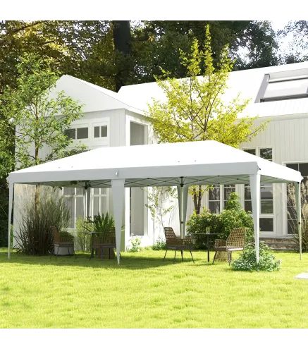 Carpa Plegable 6x3 m con Altura Ajustable en 3 Niveles Bolsa de Transporte Anti-UV y Marco de Acero Blanco