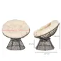 Sillón Papasan Giratorio de Ratán Sintético con Cojín Carga 160 kg para Exterior Jardín Terraza 87x97x86 cm Gris y Crema