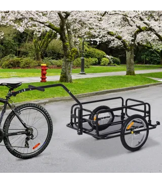 Remolque de Carga para Bicicleta Plegable con 2 Ruedas Reflectores Seguros Carga 40 kg 155x71,5x77 cm Negro
