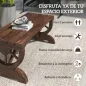 Banco de Madera con Ruedas Decorativas Estilo Rústico Carga 250 kg para Patio Terraza Balcón 98x50x39,5 cm Carbonizado