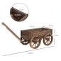 Jardinera de Madera Exterior en Forma de Carrito con 4 Ruedas y Mango para Balcón Jardín Patio 120x41x54 cm Carbonizado