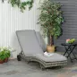 Tumbona de Jardín en Forma de S con 2 Ruedas Respaldo Ajustable en 5 Posiciones y Cojín Extraíble 207x70x70 cm Gris Tumbona de Jardín en Forma de S con 2 Ruedas Respaldo Ajustable en 5 Posiciones y Cojín Extraíble 207x70x70 cm Gris
