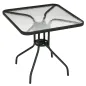 Mesa de Jardín Cuadrada 76x76x72 cm con Agujero para Sombrilla y Encimera de Vidrio Templado para Patio Terraza Negro