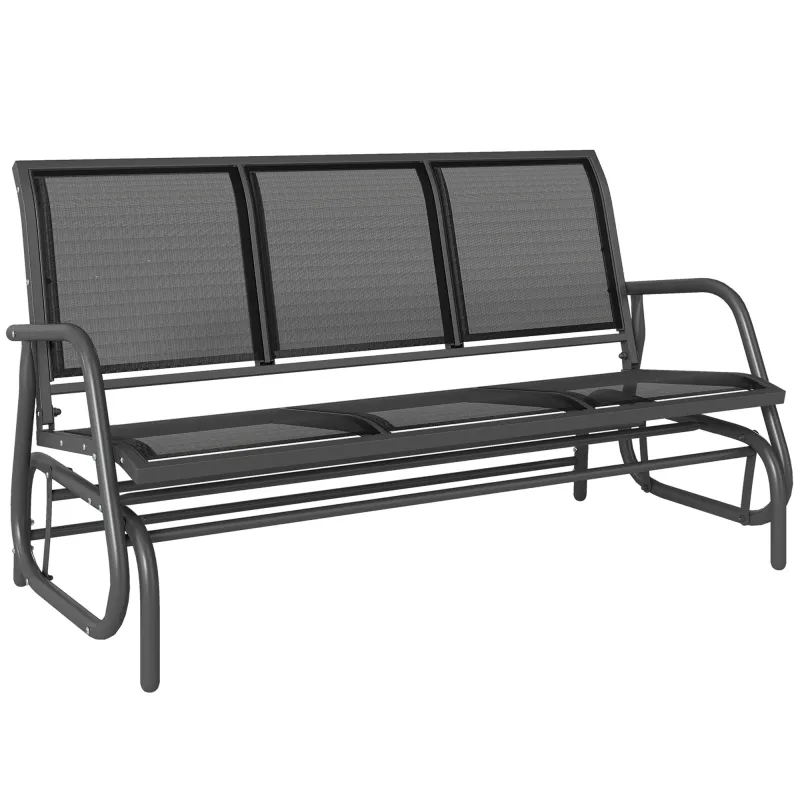 Mecedora de Exterior de 3 Plazas con Reposabrazos Carga 300 kg para Terraza Balcón Patio 147x70x85 cm Negro Mecedora de Exterior de 3 Plazas con Reposabrazos Carga 300 kg para Terraza Balcón Patio 147x70x85 cm Negro