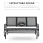Mecedora de Exterior de 3 Plazas con Reposabrazos Carga 300 kg para Terraza Balcón Patio 147x70x85 cm Negro