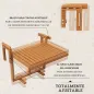 Mesa Colgante para Balcón Plegable de Madera con Altura Ajustable en 4 Niveles Carga 20 kg 68x65x40,5-55 cm Natural