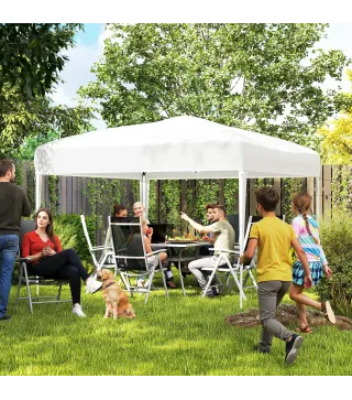 Carpa Plegable 3x3 m con Bolsa de Transporte Altura Ajustable Anti-UV para Terraza Patio Playa Blanco Plata