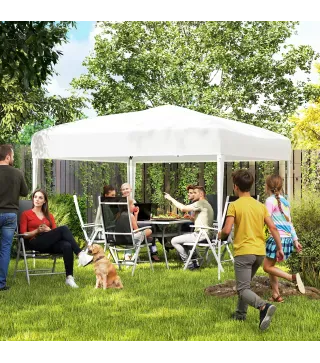 Carpa Plegable 3x3 m con Bolsa de Transporte Altura Ajustable Anti-UV para Terraza Patio Playa Blanco Plata