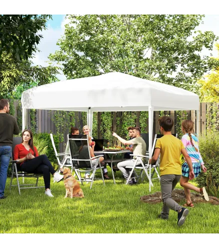 Carpa Plegable 3x3 m con Bolsa de Transporte Altura Ajustable Anti-UV para Terraza Patio Playa Blanco Plata