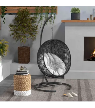 Soporte para Silla Colgante con Base Estable Marco de Silla de Metal Soporte para Silla Columpio Ø102x195 cm Negro