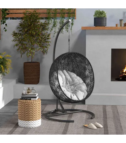 Soporte para Silla Colgante con Base Estable Marco de Silla de Metal Soporte para Silla Columpio Ø102x195 cm Negro