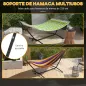 Soporte para Hamacas con Rueda 2 Ganchos Ajustables en 6 Niveles y Bolsa de Transporte Carga 220 kg 290x120x115 cm Negro