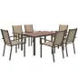 Conjunto de Mesa y 6 Sillas de Jardín con Sillas Apilables y Marco de Acero para Terraza Patio Caqui y Marrón Conjunto de Mesa y 6 Sillas de Jardín con Sillas Apilables y Marco de Acero para Terraza Patio Caqui y Marrón